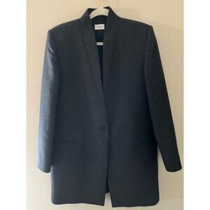 Art Du Basic Paris | Large Gray Top Coat Mockneck V Collar